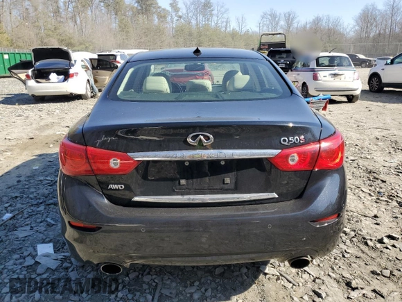 2014 Infiniti Q50 Premium with VIN JN1BV7AR2EM689221, listed as a Copart auction lot 46914095 with 113,015 mi miles and Salvage Title. Bid and sale history available at carsss.com. Image 6.