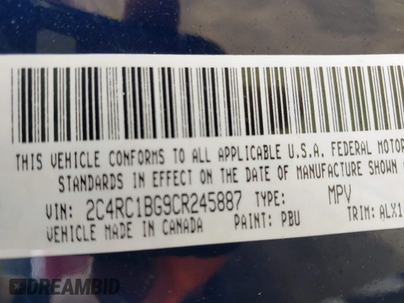 2012 Chrysler Town & Country Touring with VIN 2C4RC1BG9CR245887, listed as a IAAI auction lot 41912412 with 175,943 mi miles. Bid and sale history available at carsss.com. Image 9.