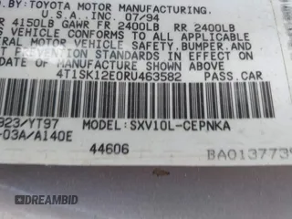 1994 Toyota Camry LE z VIN 4T1SK12E0RU463582, wystawiony jako IAAI lot #41823733 z przebiegiem 120 050 mil mil oraz . Historia ofert i sprzedaży dostępna na DreamBid. Obrazek 9.