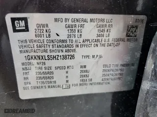 2017 GMC Acadia Denali with VIN 1GKKNXLS5HZ138726, listed as a Copart auction lot 85706874 with 94,087 mi miles and Salvage Title. Bid and sale history available at carsss.com. Image 16.