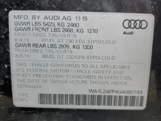 2016 Audi Q5 Premium Plus with VIN WA1L2AFP4GA080743, listed as a Copart auction lot 47285975 with 171,159 mi miles and Clean Title. Bid and sale history available at carsss.com. Image 13.