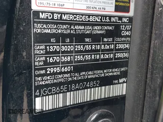 2008 Mercedes-Benz R 3.5L with VIN 4JGCB65E18A074852, listed as a IAAI auction lot 42552370 with 168,929 mi miles and . Bid and sale history available at DreamBid. Image 9.