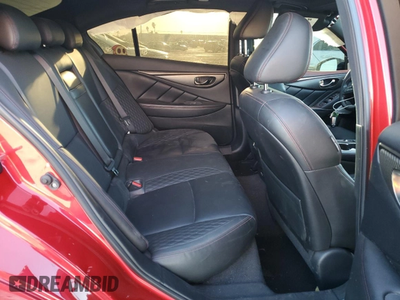 2021 Infiniti Q50 Red Sport 400 with VIN JN1FV7DP4MM850257, listed as a Copart auction lot 42459615 with 46,003 mi miles and Salvage Title. Bid and sale history available at DreamBid. Image 10.