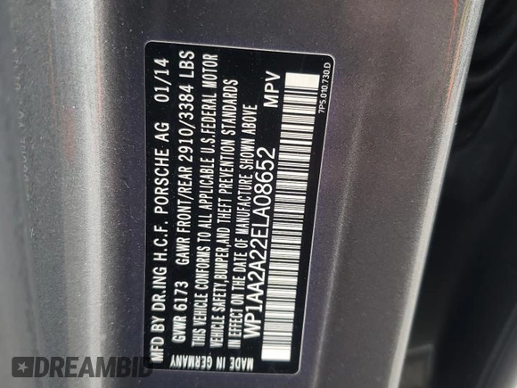 2014 Porsche Cayenne with VIN WP1AA2A22ELA08652, listed as a Copart auction lot 52549315 with 88,274 mi miles and Salvage Title. Bid and sale history available at DreamBid. Image 13.