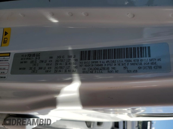 2018 Jeep Wrangler Unlimited Sport with VIN 1C4HJXDN0JW298109, listed as a Copart auction lot 52991795 with 94,445 mi miles and Salvage title. Bid and sale history available at DreamBid. Image 13.