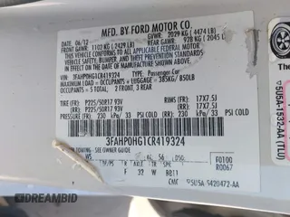2012 Ford Fusion SE with VIN 3FAHP0HG1CR419324, listed as a IAAI auction lot 41832151 with 143,474 mi miles and . Bid and sale history available at DreamBid. Image 9.