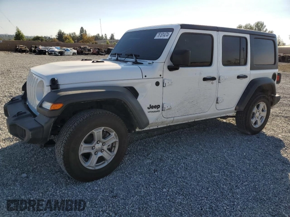 2022 Jeep Wrangler Unlimited Sport S with VIN 1C4HJXDNXNW256780, listed as a Copart auction lot 76101474 with 56,954 mi miles and Salvage Title. Bid and sale history available at carsss.com. Image 1.