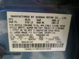 2001 Nissan Altima GXE with VIN 1N4DL01D61C221554, listed as a Copart auction lot 53425575 with 77,408 mi miles and Salvage Title. Bid and sale history available at carsss.com. Image 12.