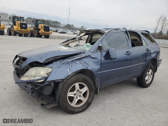 1999 Lexus RX 300 Luxury SUV with VIN JT6HF10U4X0088949, listed as a Copart auction lot 44700374 with 290,240 mi miles and Salvage Title. Bid and sale history available at carsss.com. Image 1.