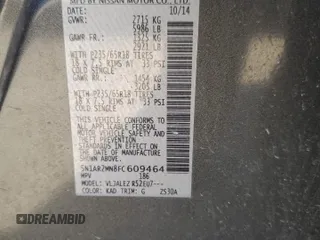 2015 Nissan Pathfinder S z VIN 5N1AR2MN8FC609464, wystawiony jako Copart lot #52711075 z przebiegiem 151 234 mil mil oraz Szkoda całkowita • Salvage title. Historia ofert i sprzedaży dostępna na DreamBid. Obrazek 15.