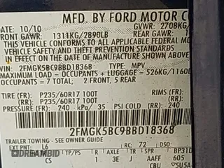 2011 Ford Flex SE with VIN 2FMGK5BC9BBD18368, listed as a IAAI auction lot 41989462 with 140,415 mi miles. Bid and sale history available at carsss.com. Image 9.
