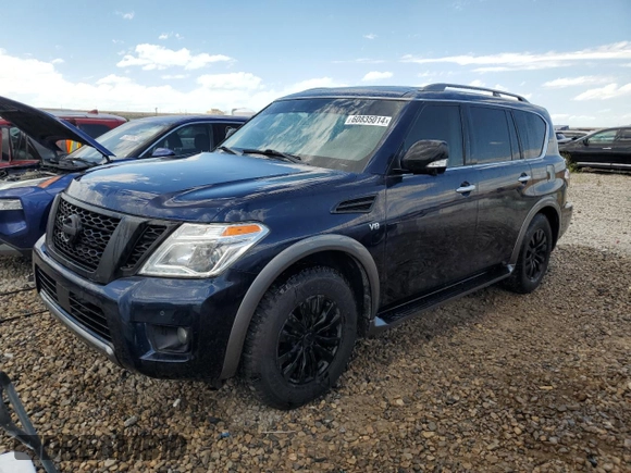 2019 Nissan Armada SV with VIN JN8AY2NC1K9582074, listed as a Copart auction lot 60835014 with 97,667 mi miles and Salvage Title. Bid and sale history available at carsss.com. Image 1.