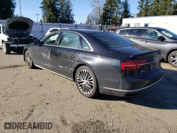 2015 Audi A8 L 4.0T with VIN WAU32AFD5FN020597, listed as a Copart auction lot 45221125 with 103,637 mi miles and Clean Title. Bid and sale history available at carsss.com. Image 2.