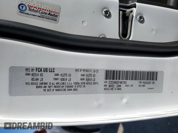 2015 Dodge Charger SE with VIN 2C3CDXBG2FH867283, listed as a Copart auction lot 47313835 with 124,448 mi miles and Salvage Title. Bid and sale history available at carsss.com. Image 14.
