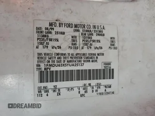 2000 Ford Explorer with VIN 1FMDU63X5YUA25137, listed as a Copart auction lot 46961075 with 188,269 mi miles and Salvage title. Bid and sale history available at DreamBid. Image 14.