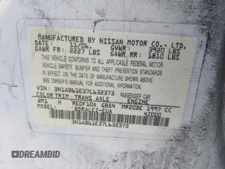 2007 Nissan Sentra 2.0 with VIN 3N1AB61E37L632373, listed as a IAAI auction lot 42017156 with 177,334 mi miles and . Bid and sale history available at DreamBid. Image 9.