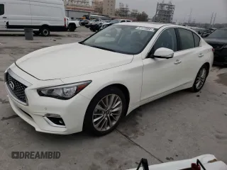 2022 Infiniti Q50 LUXE with VIN JN1EV7BR1NM341762, listed as a Copart auction lot 87177084 with 17,253 mi miles and Salvage Title. Bid and sale history available at carsss.com. Image 1.