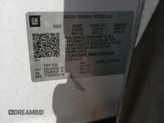 2019 GMC Acadia SLT with VIN 1GKKNMLS0KZ264305, listed as a Copart auction lot 50052335 with 110,927 mi miles and Salvage Title. Bid and sale history available at carsss.com. Image 15.