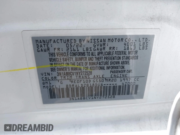 2022 Nissan Sentra SV z VIN 3N1AB8CV1NY272528, wystawiony jako IAAI lot #42344178 z przebiegiem 50 569 mil mil oraz . Historia ofert i sprzedaży dostępna na DreamBid. Obrazek 9.