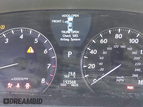 2009 Lexus LS 460 with VIN JTHBL46F895091293, listed as a IAAI auction lot 41825852 with 193,568 mi miles. Bid and sale history available at carsss.com. Image 7.