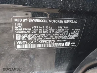 2019 BMW X2 xDrive28i with VIN WBXYJ5C52KEF82876, listed as a IAAI auction lot 41292641 with 46,774 mi miles. Bid and sale history available at carsss.com. Image 9.