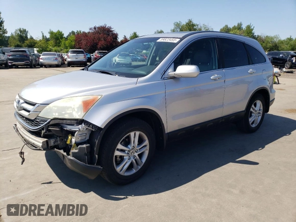 2010 Honda CR-V EX-L with VIN 5J6RE4H75AL051067, listed as a Copart auction lot 59823455 with 102,032 mi miles and Salvage title. Bid and sale history available at DreamBid. Image 1.