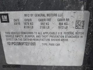 2015 Chevrolet Cruze LTZ with VIN 1G1PG5SB9F7231090, listed as a IAAI auction lot 41819809 with 999,999 mi miles. Bid and sale history available at carsss.com. Image 9.