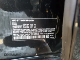 2020 BMW M8 Competition with VIN WBSGV0C09LCE03128, listed as a Copart auction lot 44647935 with 53,107 mi miles and Salvage Title. Bid and sale history available at carsss.com. Image 12.