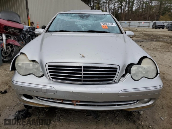 2004 Mercedes-Benz C 230 Kompressor with VIN WDBRF40J14A548030, listed as a Copart auction lot 80555724 with Not Provided miles and Salvage Title. Bid and sale history available at DreamBid. Image 5.