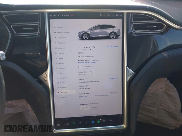 2016 Tesla Model X 70D with VIN 5YJXCAE21GF033123, listed as a IAAI auction lot 39813497 with 162,509 mi miles and . Bid and sale history available at DreamBid. Image 19.