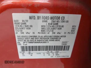 2022 Ford Maverick XL z VIN 3FTTW8F90NRA56611, wystawiony jako IAAI lot #42210184 z przebiegiem 29 399 mil mil oraz . Historia ofert i sprzedaży dostępna na DreamBid. Obrazek 9.