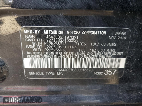 2020 Mitsubishi Outlander Sport ES 2.0 with VIN JA4AR3AU8LU016628, listed as a Copart auction lot 48676005 with 106,000 mi miles and Salvage Title. Bid and sale history available at carsss.com. Image 16.