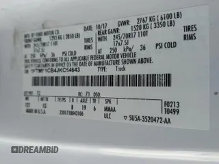 2018 Ford F-150 XL with VIN 1FTMF1CB4JKC54643, listed as a Copart auction lot 44775385 with 125,841 mi miles and Salvage Title. Bid and sale history available at carsss.com. Image 14.