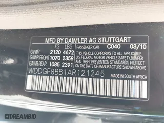 2010 Mercedes-Benz C-Class C 300 Sport with VIN WDDGF8BB1AR121245, listed as a IAAI auction lot 42061384 with 1 mi miles. Bid and sale history available at carsss.com. Image 9.