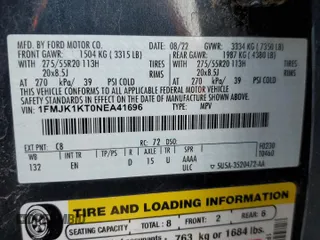 2022 Ford Expedition Max Limited z VIN 1FMJK1KT0NEA41696, wystawiony jako Copart lot #52596085 z przebiegiem 21 792 mil mil oraz Szkoda całkowita • Salvage title. Historia ofert i sprzedaży dostępna na DreamBid. Obrazek 13.