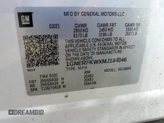2021 Chevrolet Traverse LS with VIN 1GNERFKWXMJ184046, listed as a Copart auction lot 67483104 with 50,394 mi miles and Salvage Title. Bid and sale history available at carsss.com. Image 14.