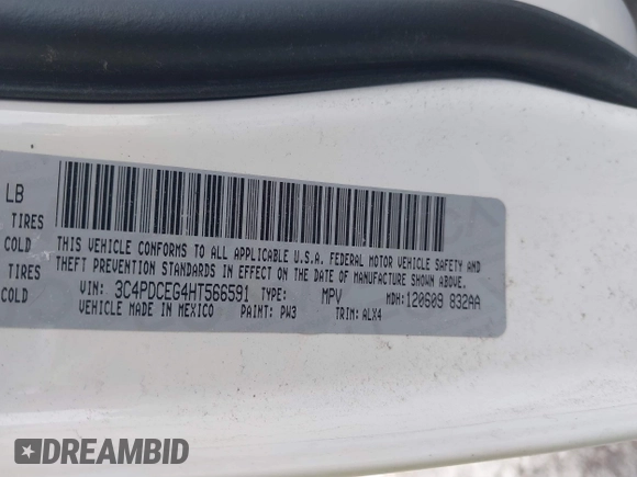 2017 Dodge Journey GT with VIN 3C4PDCEG4HT566591, listed as a IAAI auction lot 41644428 with Not Provided miles and . Bid and sale history available at DreamBid. Image 9.