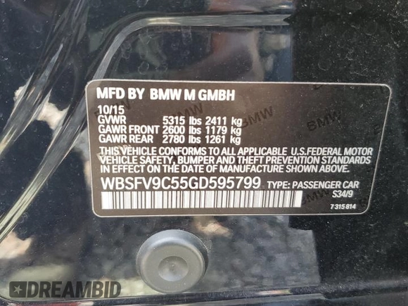2016 BMW M5 z VIN WBSFV9C55GD595799, wystawiony jako Copart lot #65708864 z przebiegiem 104 198 mil mil oraz Szkoda całkowita • Salvage title. Historia ofert i sprzedaży dostępna na DreamBid. Obrazek 12.