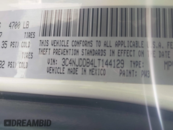 2020 Jeep Compass Trailhawk with VIN 3C4NJDDB4LT144129, listed as a IAAI auction lot 42582688 with 67,112 mi miles and . Bid and sale history available at DreamBid. Image 9.