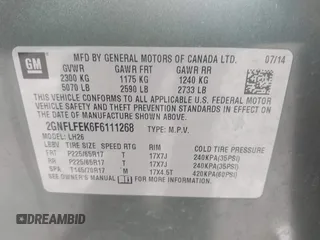 2015 Chevrolet Equinox LT with VIN 2GNFLFEK6F6111268, listed as a IAAI auction lot 42158032 with 129,149 mi miles and . Bid and sale history available at DreamBid. Image 9.