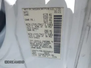 2021 Nissan NV SV с VIN 1N6BF0LY4MN809807, выставлен на аукционе IAAI как лот 41594903 с пробегом 88 586 миль миль и . История ставок и продаж доступна на DreamBid. Изображение 9.