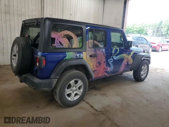 2019 Jeep Wrangler Unlimited Sport S with VIN 1C4HJXDG3KW504073, listed as a Copart auction lot 59037655 with 80,523 mi miles and Salvage title. Bid and sale history available at DreamBid. Image 3.