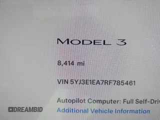 2024 Tesla Model 3 with VIN 5YJ3E1EA7RF785461, listed as a IAAI auction lot 41840091 with 8,414 mi miles. Bid and sale history available at carsss.com. Image 15.