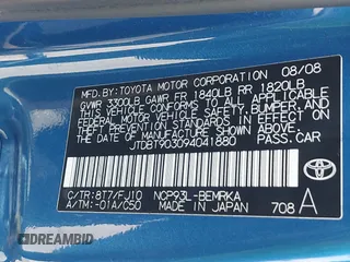 2009 Toyota Yaris с VIN JTDBT903094041880, выставлен на аукционе IAAI как лот 40014873 с пробегом 238 540 миль миль и . История ставок и продаж доступна на DreamBid. Изображение 9.