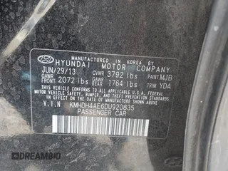 2013 Hyundai Elantra Limited with VIN KMHDH4AE6DU920835, listed as a IAAI auction lot 42084200 with 130,813 mi miles. Bid and sale history available at carsss.com. Image 9.