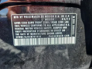 2012 Volkswagen Jetta TDI с VIN 3VWML7AJ5CM701818, выставлен на аукционе Copart как лот 65373905 с пробегом 80 692 миль миль и Чистый • Clean title. История ставок и продаж доступна на DreamBid. Изображение 12.