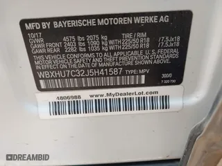 2018 BMW X1 sDrive28i with VIN WBXHU7C32J5H41587, listed as a IAAI auction lot 41538394 with 125,804 mi miles. Bid and sale history available at carsss.com. Image 9.