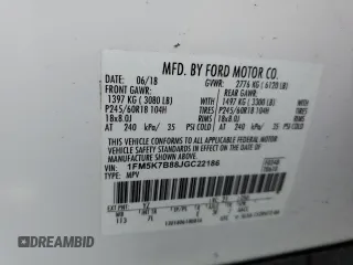 2018 Ford Explorer with VIN 1FM5K7B88JGC22186, listed as a Copart auction lot 56901015 with 84,576 mi miles and Salvage title. Bid and sale history available at DreamBid. Image 13.