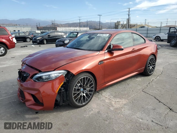 2019 BMW M2 Competition with VIN WBS2U7C55KVJ07833, listed as a Copart auction lot 85235774 with 18,959 mi miles and Salvage Title. Bid and sale history available at carsss.com. Image 1.