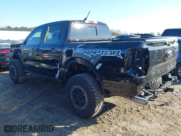2024 Ford Ranger Raptor with VIN 1FTER4LR4RLE22751, listed as a IAAI auction lot 41583373 with 4,622 mi miles. Bid and sale history available at carsss.com. Image 3.